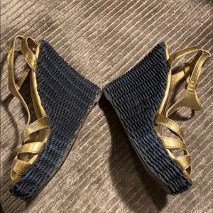 Authentic Ralph Lauren purple label gold wedge